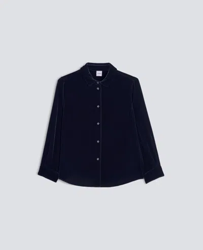 Aspesi Printed Viscose And Silk Twill Shirt - Navy