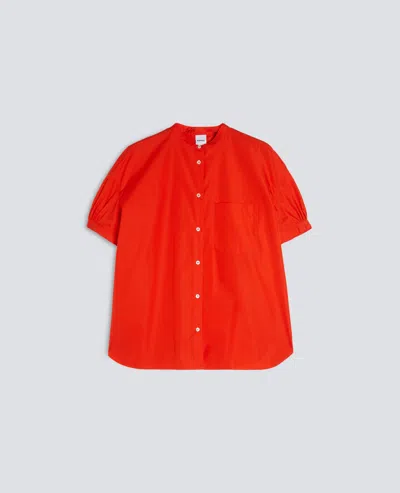 Aspesi Pure Cotton Poplin Shirt With Mandarin Collar In Red