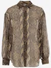 Aspesi Python-print Buttoned Shirt In Brown