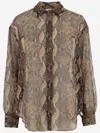 Aspesi Python-print Buttoned Shirt In Brown