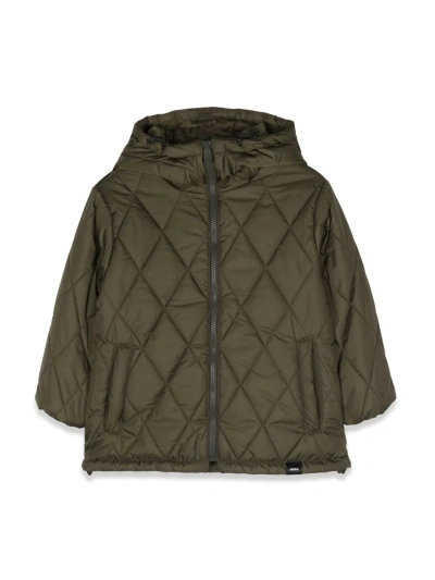 Aspesi Kids' Quilted Down Jacket With Hood In Military Green