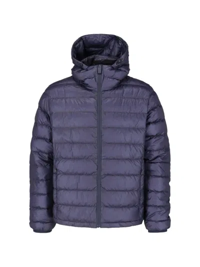 Aspesi Hooded Quilted Down Jacket In Blue