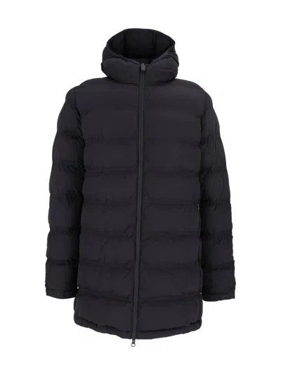 Aspesi Quilted Long Parka With Insulating Padded Sections In Black