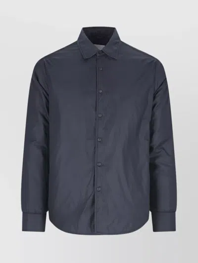 Aspesi Quilted Long Sleeve Shirt With Side And Front Pockets In Black