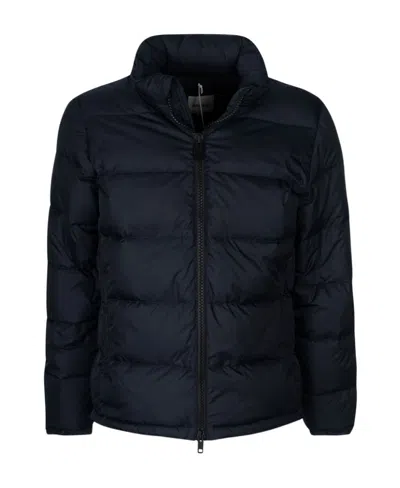 Aspesi Quilted Long-sleeved Down Jacket In Black