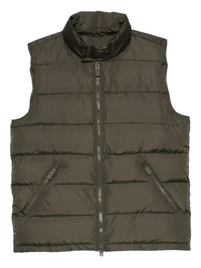 Aspesi Quilted Zip-front Gilet In Green
