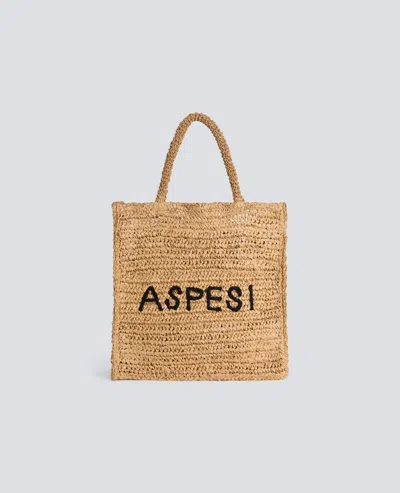 Aspesi Raffia Tote Bag In Sand