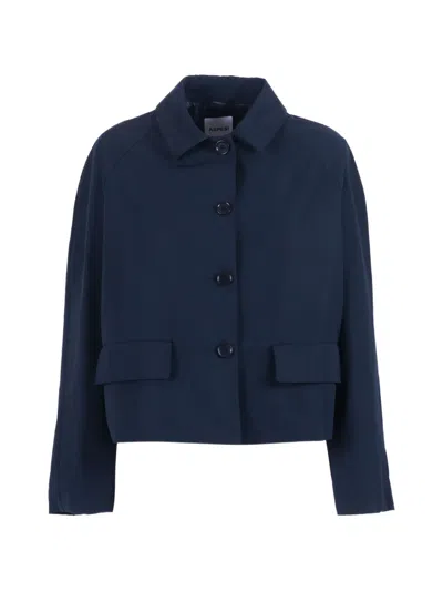 Aspesi Raglan-sleeve Flap-pocket Jacket In Blue