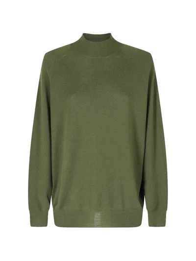 Aspesi Raglan-sleeve Mock-neck Sweater In Green