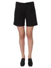 Aspesi Cotton Twill Bermuda Shorts In Black