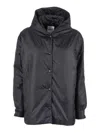 Aspesi Relaxed Fit Black Polyamide Jacket With Hood In Blue
