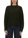 Aspesi Relaxed Fit Green Wool Jersey Sweater In Black