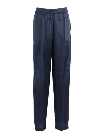 Aspesi Relaxed Tapered Subtle Sheen Straight-leg Pants In Blue