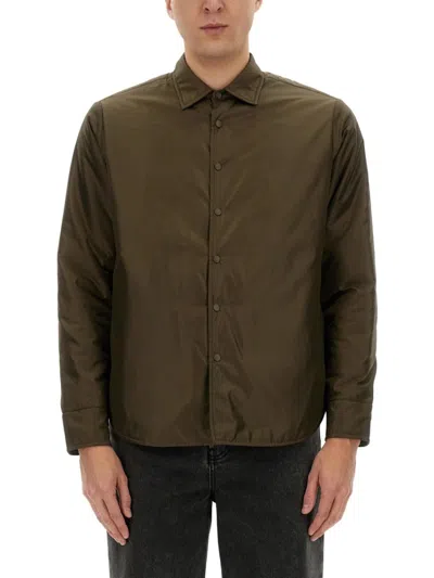 Aspesi Buttoned Long-sleeved Overshirt In Green