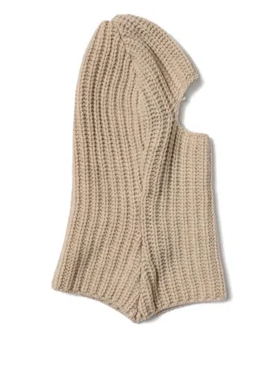 Aspesi Ribbed Balaclava In Neutral