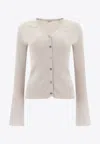 Aspesi Ribbed Buttoned Cardigan In Neutral