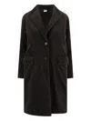 Aspesi Corduroy Flap Pockets Longline Notched Lapels In Brown
