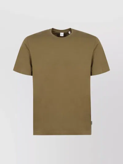 Aspesi Ribbed Crew Neck Cotton T-shirt In Green