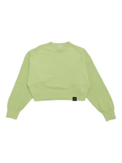 Aspesi Kids' Ribbed Cropped Sweater In Green