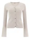 Aspesi Cardigan In Cotone Con Scollo A V Knitwear White In Neutral