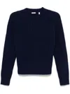 Aspesi Ribbed Wool Jersey With Modern Cropped Silhouette In Blue