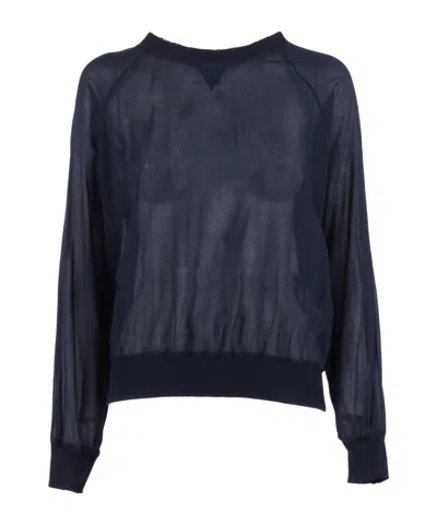 Aspesi Ribbed Long-sleeved T-shirt In Blue