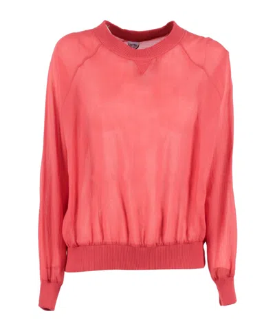 Aspesi Ribbed Long-sleeved T-shirt In Red