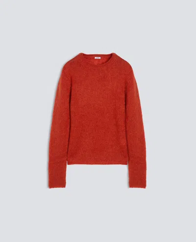 Aspesi Ribbed Mohair And Wool Crew-neck Knit - Orange In Red