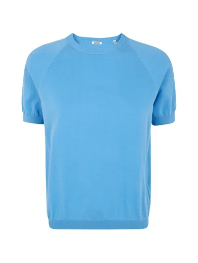 Aspesi Ribbed Short-sleeve T-shirt In Blue