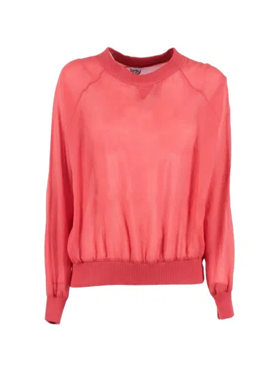Aspesi Ribbed Long-sleeved T-shirt In Red