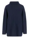 Aspesi Ribbed Turtleneck Sweater In Blue