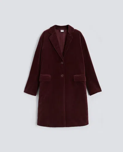 Aspesi Ribbed Velvet Coat In Burgundy