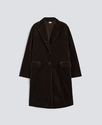 Aspesi Ribbed Velvet Coat In Brown