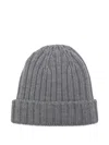 Aspesi Ribbed Virgin Wool Beanie Hat In Gray