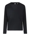 Aspesi V-neck Long-sleeve Knit Top In Black