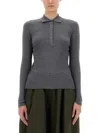 Aspesi Knitwear Polo Collar Long Sleeves Ribbed Texture In Gray