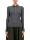 Aspesi Knitwear Polo Collar Long Sleeves Ribbed Texture In Gray