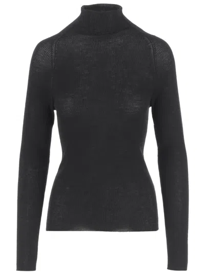 Aspesi Ribbed Wool Sweater In Black
