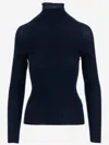 Aspesi Ribbed Turtleneck Sweater In Blue