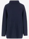 Aspesi Ribbed Turtleneck Sweater In Blue