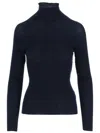 Aspesi Ribbed Turtleneck Sweater In Blue
