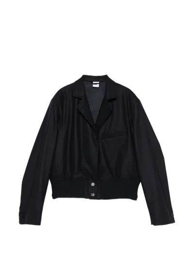 Aspesi Ribbed-hem Button-up Jacket In Black