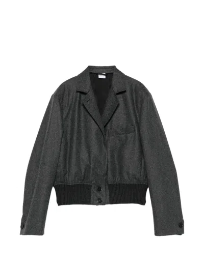 Aspesi Ribbed-hem Button-up Jacket In Gray