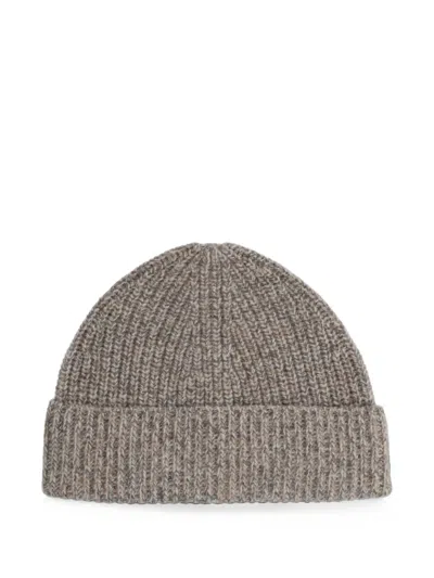 Aspesi Ribbed-knit Beanie Hat In Brown
