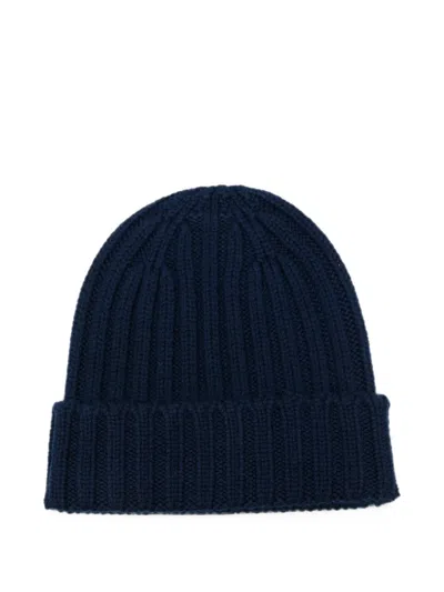 Aspesi Ribbed-knit Hat In Blue