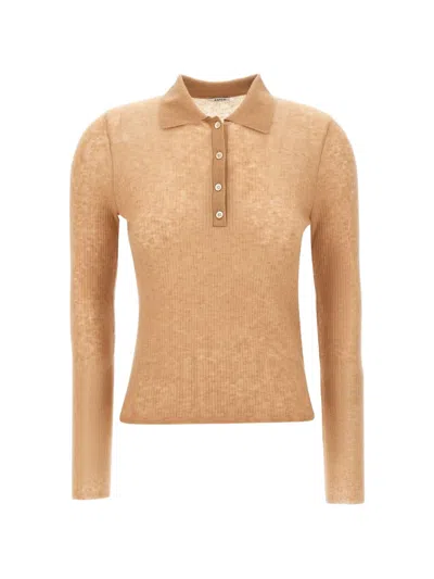 Aspesi Ribbed-knit Long-sleeve Polo Shirt In Multi