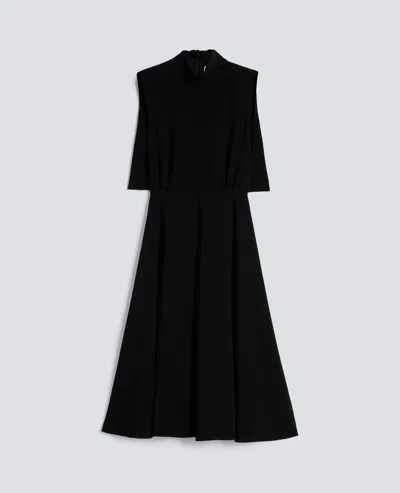 Aspesi Robe En Crêpe En Polyester Triacetate In Black