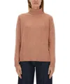 Aspesi High-neck Wool Jersey With Ribbed Hem