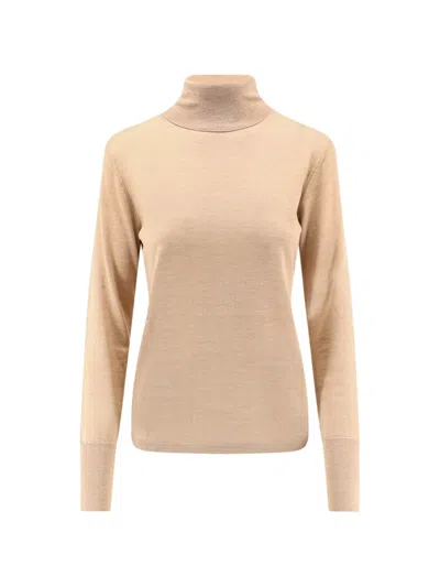 Aspesi Roll-neck Long-sleeve Fine-knit Top In Neutral