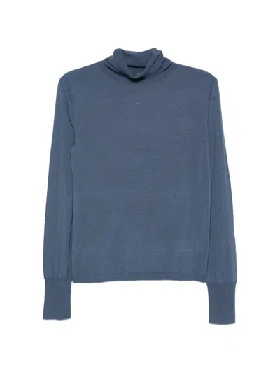Aspesi Roll-neck Wool Sweater In Blue